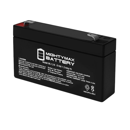 ML1.3-6 6V 1.3Ah Replaces GE Simon 600-1012 Alarm Battery + 6V Charger
